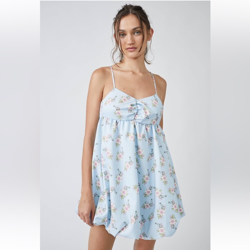 NWOT FREE PEOPLE IN A BUBBLE MINI DRESS IN BLUE BELL